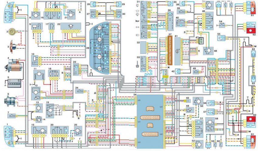 Общие сведения об электропроводке автомобиля ВАЗ 2112, элекстросхема