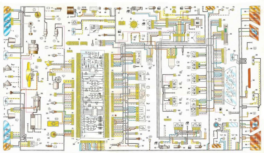 Схема электрооборудования ВАЗ 2115 инжектор 8 клапанов с описанием проводки