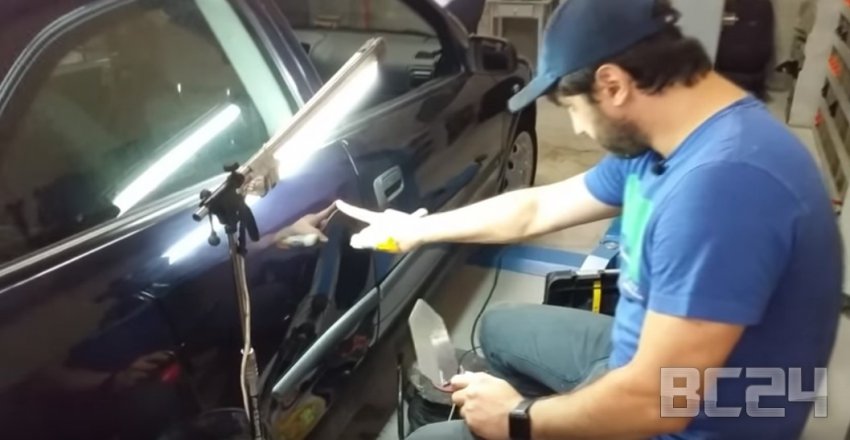 Как убрать большую вмятину без покраски своими руками