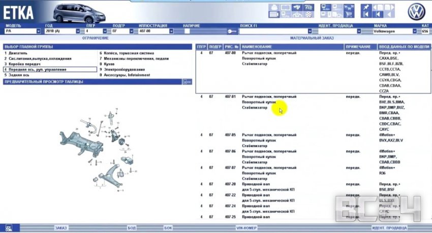 Как пользоваться каталогами запчастей Volkswagen, Audi, Skoda, Seat